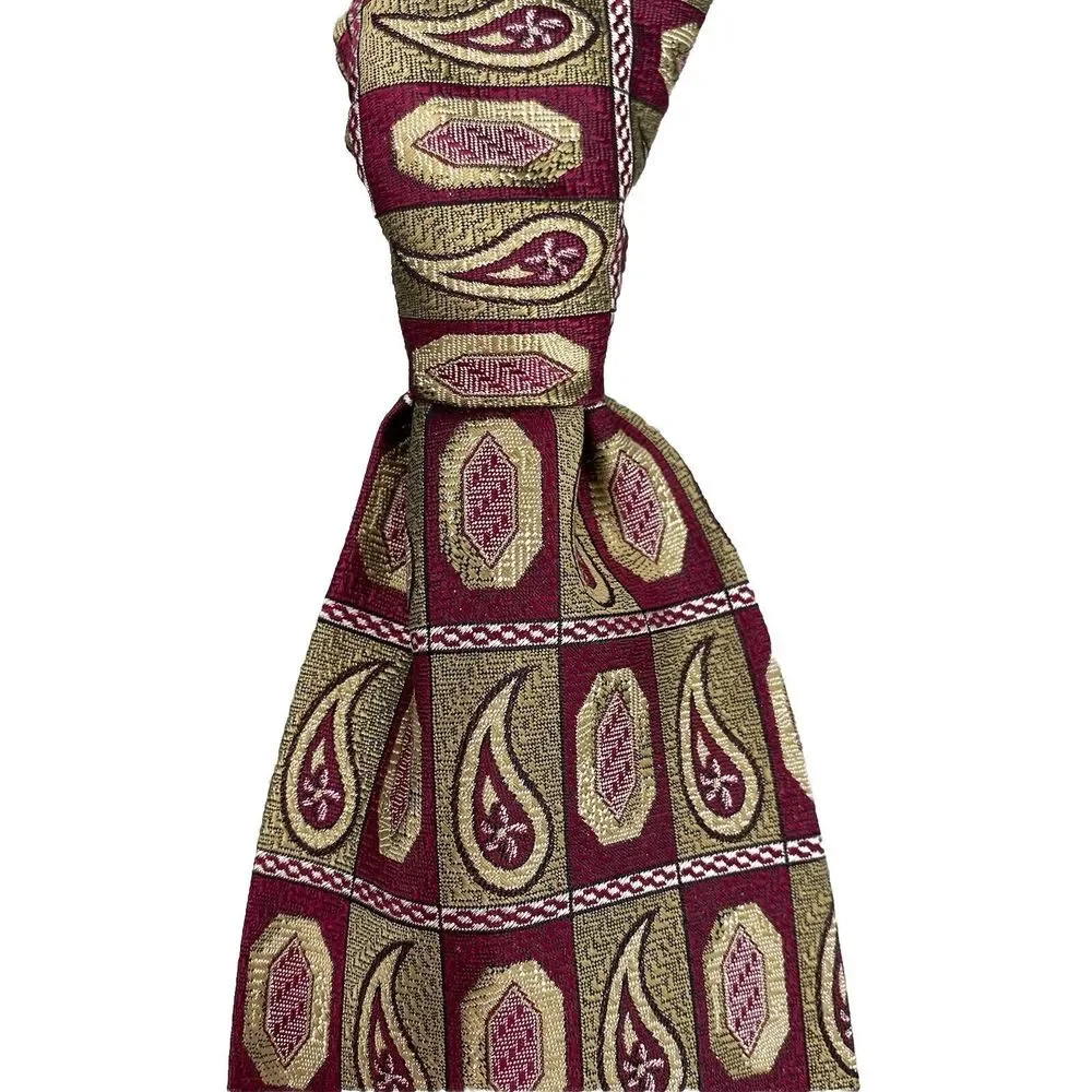 Robert Talbott Studio Men Silk Necktie Red Gold Paisley Corpcore Career Academia